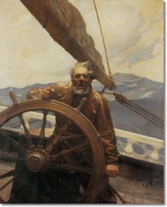 newell-convers-wyeth-the-rakish-brigantine-sea-captain-in-storm